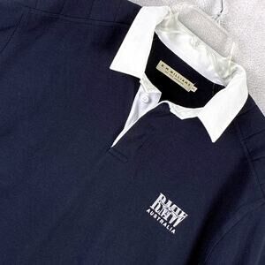 RM Williams Rugby Shirt Mens XXL Navy White Embroidered Australia Preppy Classic